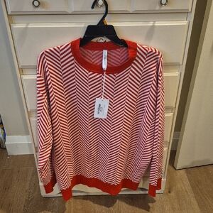 Chevron Patterned Red and White Women's Sweater